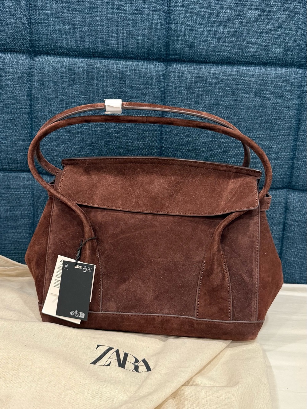ZARA SPLIT LEATHER CITY BAG - Picture 7 of 9